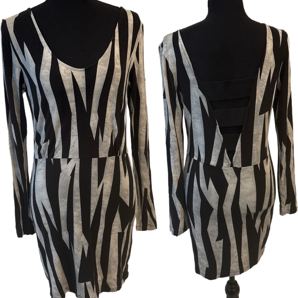 Bcbgeneration Black And Cream Patterned Dress - image 1